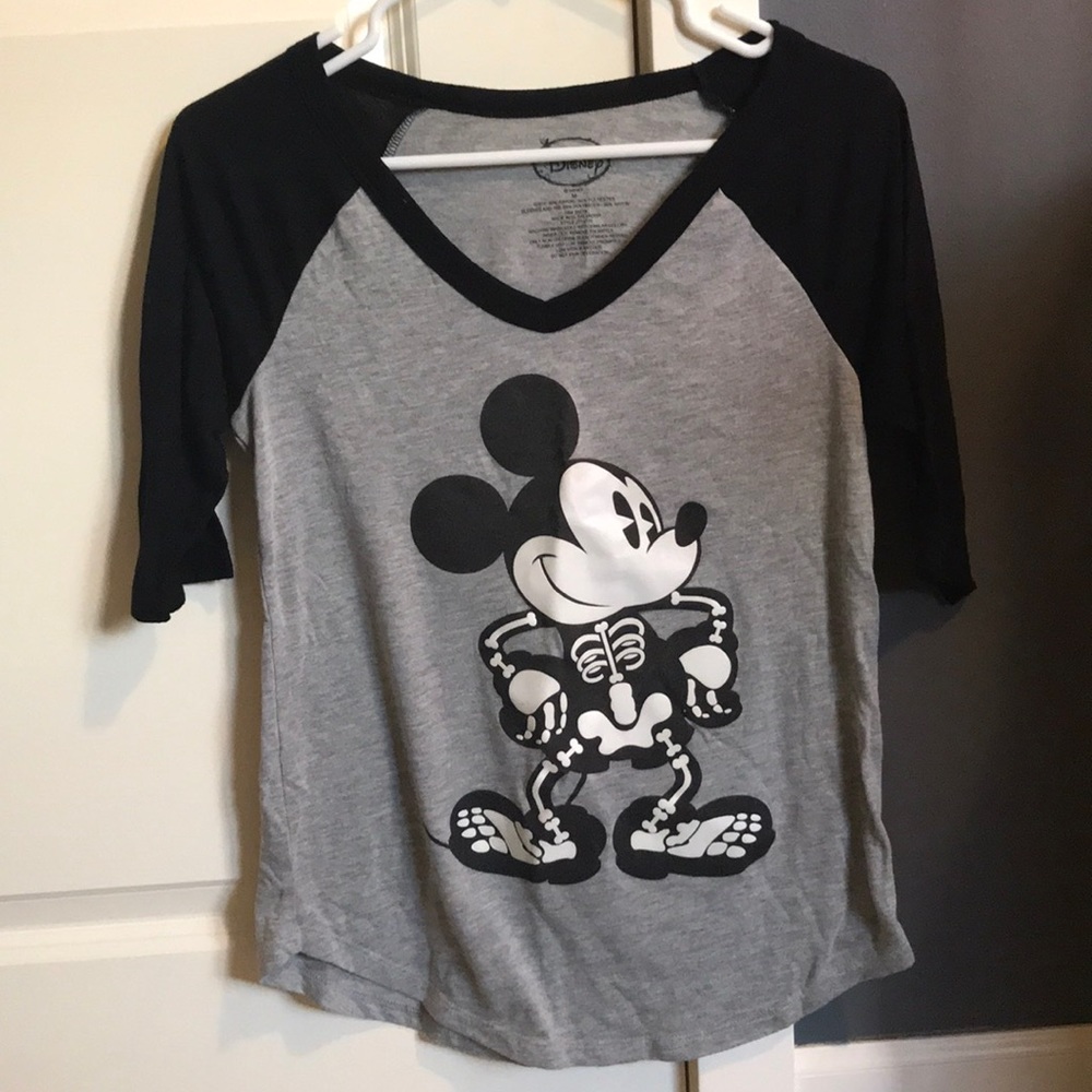 Mickey Mouse skeleton baseball tee